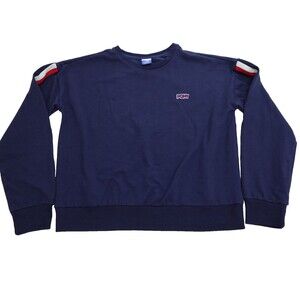 Vintage Pony Brand Sweatshirt Womens Medium Navy Blue Red & White Racing Stripes